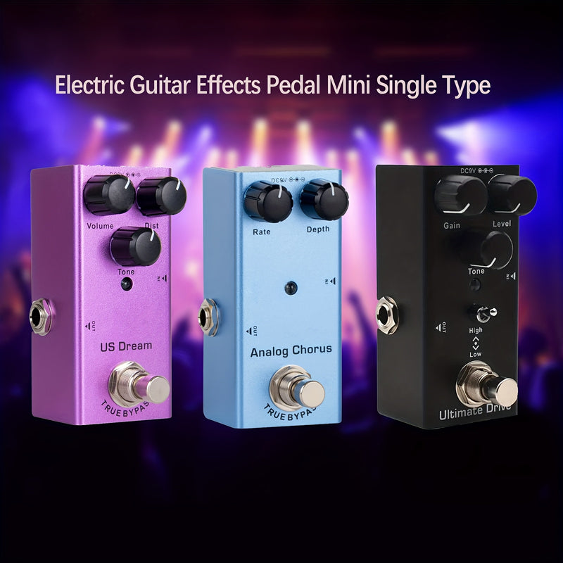 Pedal de efecto para guitarra eléctrica con sobreimpulso extremo, distorsión americana, coro analógico, DC 9V, bypass verdadero con cable de aumento de 5V a 9V USB.