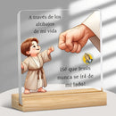 Placa decorativa plana 2D, 1 unidad, Sé que Jesús nunca me dejará, ideal para decoración del hogar u oficina, decoración de sala de oración, regalos cristianos, Día de la Madre, Día del Padre, Pascua