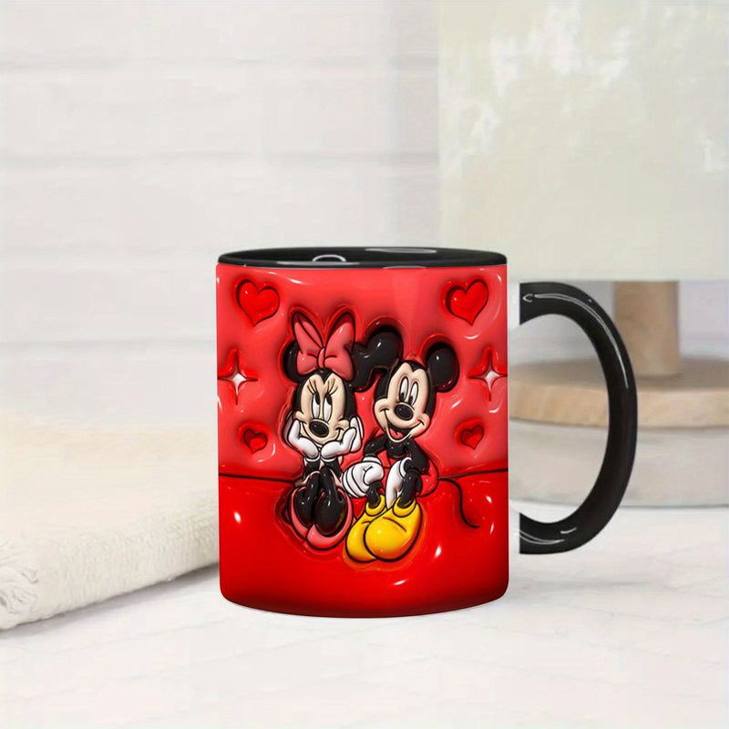 Taza de cerámica plana impresa en 2D de Disney de 11 oz con diseño de Mickey Mouse, portátil y de boca ancha para café, adecuada para acampar al aire libre, hacer picnic, viajar, regalos de Pascua HBMKB0123B