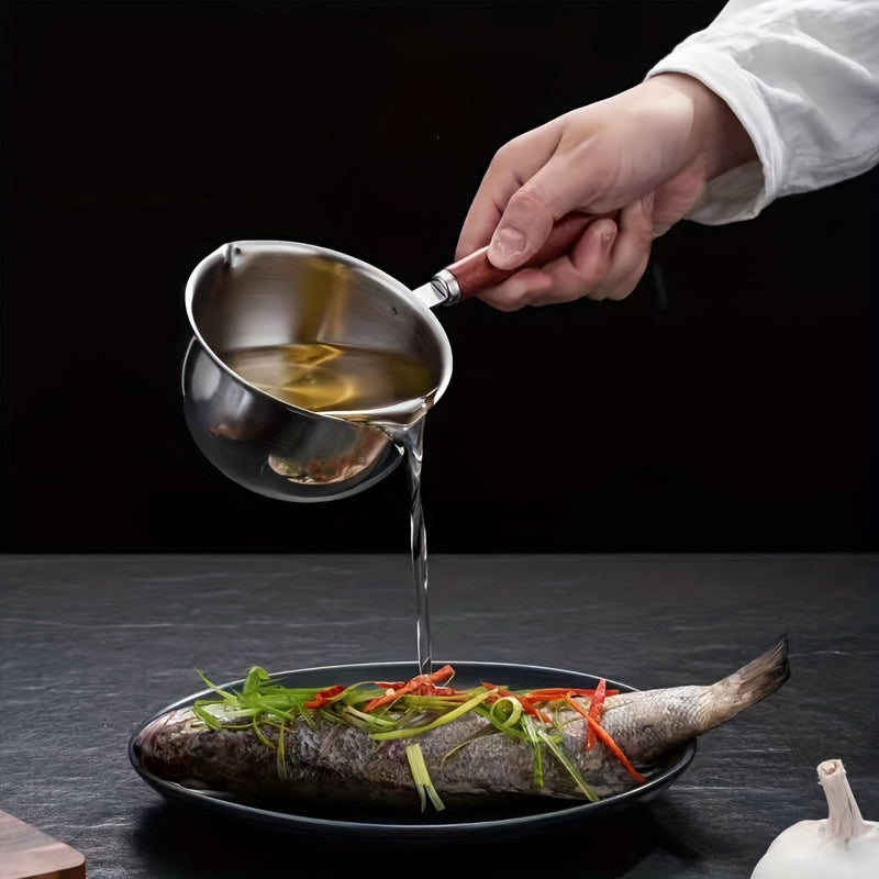 2 piezas de olla de salsa de acero inoxidable - Topper de cocina multifuncional para derretir mantequilla, chocolate y queso, con una olla pequeña para verter aceite, hervir aceite y aceite caliente