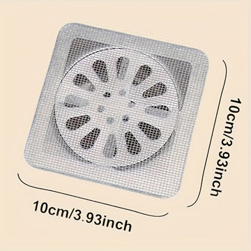 10/30/50/100pcs Pegatinas de Acero Inoxidable para Desagüe de Ducha - Cubiertas de Malla Desechables para Baño, Cocina y Lavabo - Prevención de Atascos por Cabello Humano y Mascota, Diseño Flexible, Flujo Efectivo de Agua