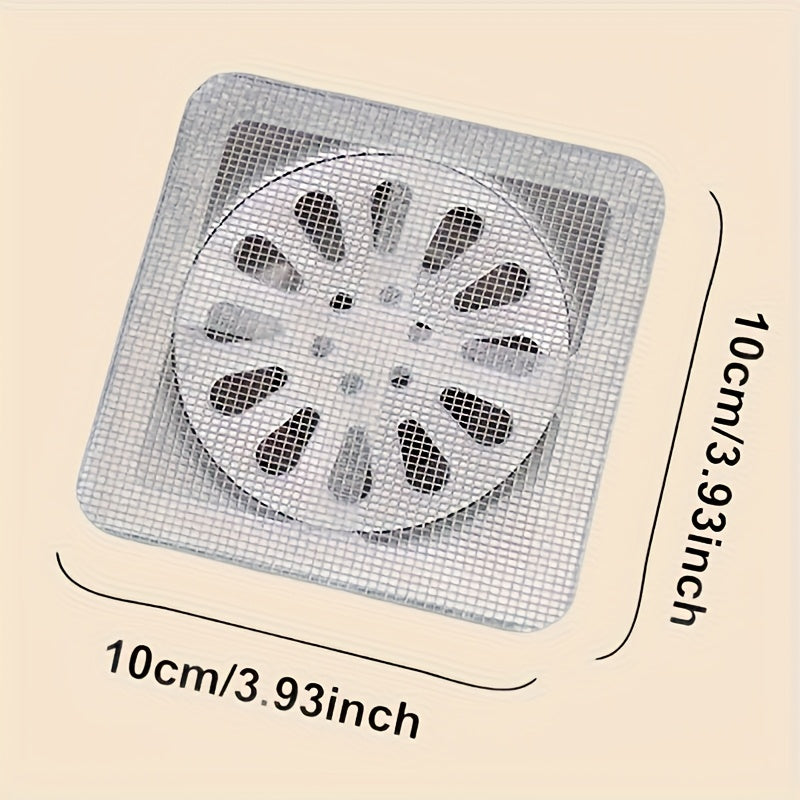 10/30/50/100pcs Pegatinas de Acero Inoxidable para Desagüe de Ducha - Cubiertas de Malla Desechables para Baño, Cocina y Lavabo - Prevención de Atascos por Cabello Humano y Mascota, Diseño Flexible, Flujo Efectivo de Agua