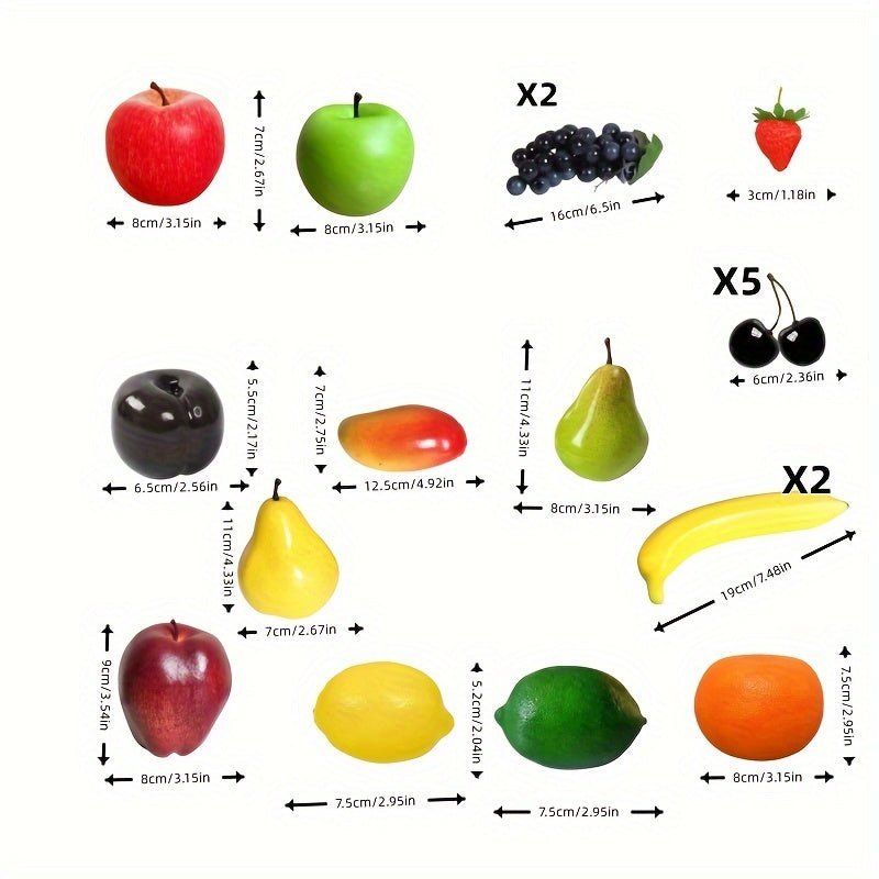 Paquete de frutas artificiales, frutas falsas para decoración del hogar, juego de frutas de simulación, decoración de fiestas de Navidad, modelo de frutas para sesiones fotográficas, fresa falsa, mango, plátanos. Total 20 piezas/juego