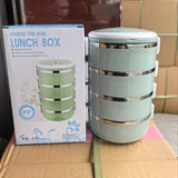 Juego de Lonchera de Acero Inoxidable - Caja Bento Aislada de 1 Capa con Tapa, Lavable a Mano, Forma Cilíndrica, Ideal para Oficina, Escuela, Camping y Picnic, Recipiente de Almacenamiento (2800ml)