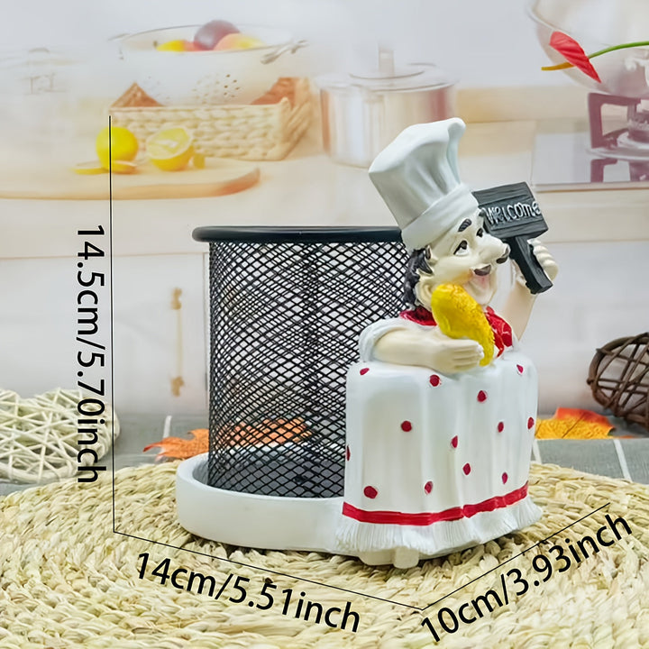 Soporte para Toalla de Acero Inoxidable con Diseño de Chef de Dibujos Animados (1 pieza) - Decoración de Cocina en Metal Pulido con Letrero de Bienvenida, Sombrero y Bigote de Lunares Rojos para Hogar, Restaurantes, Cafeterías