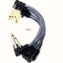 Conjunto de 6 cables de parche para guitarra de 6 pulgadas en ángulo recto - Cables de instrumento macho a macho de 1/4" TS, Conector de alta calidad Cat 5e para pedales, Conectores flexibles de forma redonda
