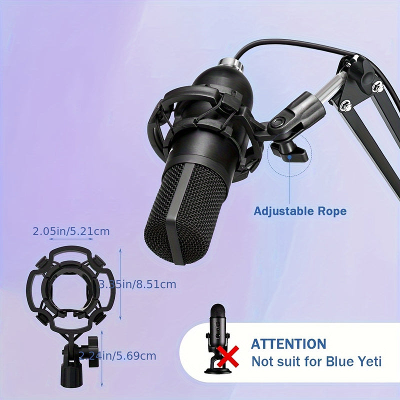 Soporte de micrófono profesional, soporte de brazo con giro para micrófono, adecuado para Blue Yeti QuadCast S, SoloCast, Snowball AM8 y otros micrófonos, con filtro de pop, montaje de choque y sujeción de cable.
