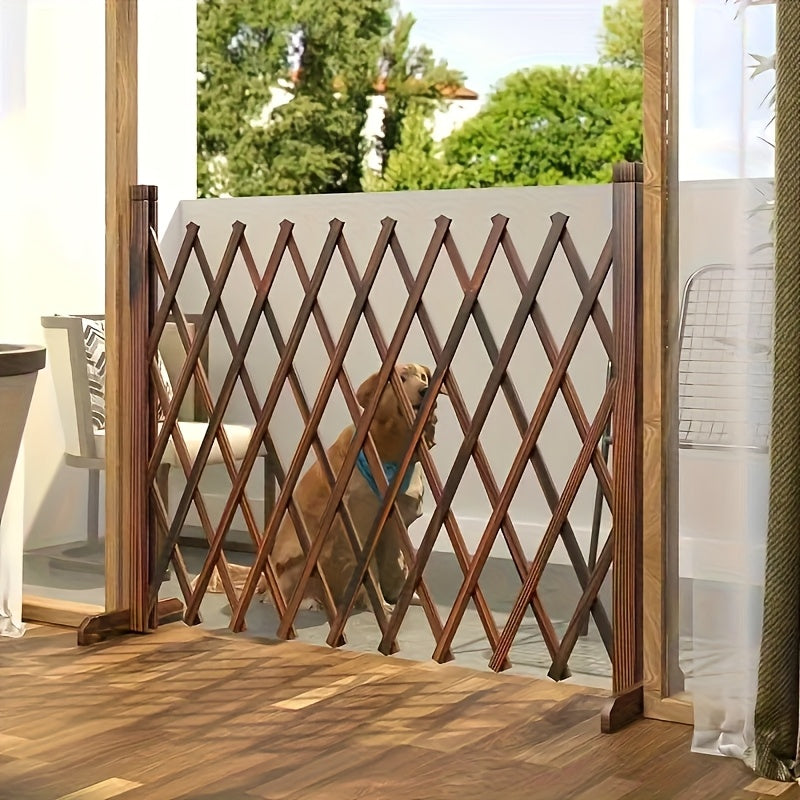 Valla Retráctil de Madera para Exteriores - Puerta Segura Anticorrosión y Resistente, Compatible con Puertas, Decorativa para Jardín, Patio o Cercado para Mascotas, Diseño Rústico en Madera Natural, Ideal para Amantes del Jardín, Separador de Espacios, B