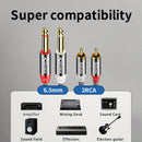Cable de audio TS de alta fidelidad de 6.5 mm a doble RCA - Compatible con guitarra, altavoces y sistemas estéreo domésticos - Resistente y duradero - Adecuado para tabletas, PC y más - Marca RIKSOIN