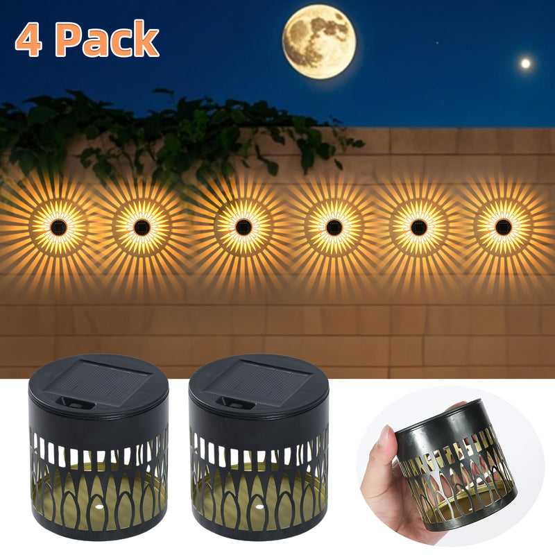 4 piezas de faroles solares para exteriores - Luces de pared IP65 de metal redondo para porche, conjunto de gran valor, luces automáticas para exteriores más brillantes para casas grandes, luces de amanecer a anochecer clásicas para puertas, pasillos y s