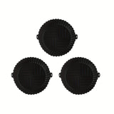 1pc Bandeja de Horneado Reutilizable para Freidora de Aire - Tapete Redondo Antiadherente de PET Alimenticio con Diseño Multicompartimento para Frituras Saludables, Galletas y Ala de Pollo & Snacks - Accesorio de Cocina Fácil de Limpiar