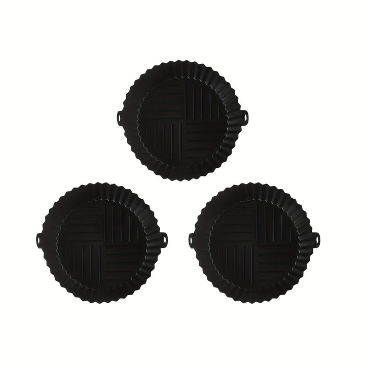 1pc Bandeja de Horneado Reutilizable para Freidora de Aire - Tapete Redondo Antiadherente de PET Alimenticio con Diseño Multicompartimento para Frituras Saludables, Galletas y Ala de Pollo & Snacks - Accesorio de Cocina Fácil de Limpiar