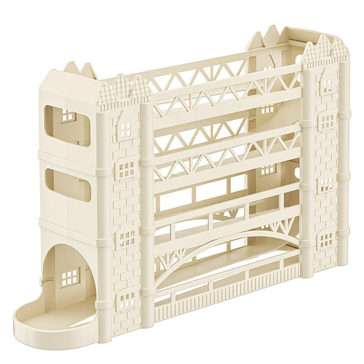 Soporte de huevos de plástico de 4 niveles con estilo moderno, ahorrador de espacio para refrigerador con diseño de rodado automático, adecuado para refrigerador, cocina, armario y mesa de comedor.