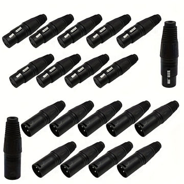 5 pares de conectores de cable de micrófono XLR DMX 3 pines - Masculino a femenino, enchufe en forma de serpiente para conexión de audio, construcción duradera de hierro, no cargado, acabado de soldadura, ideal para actuaciones en vivo y grabación, conec