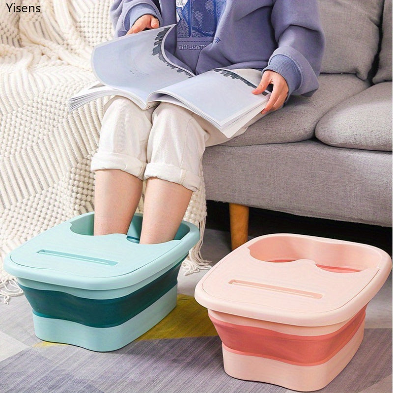 Baño de Pies Plegable - Tubería Colapsible para Spa de Pies, Diseño Ahorrador de Espacio en Azul Pastel/Rosa, Portátil para Hogar, Viajes y Salón, Sin Necesidad de Electricidad, Fácil de Limpiar y Guardar, Cuidado de Pies en Casa, Material Easyclean