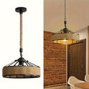Lámpara de techo con base E27 y colgante de cuerda de cáñamo retro - Diseño de hierro rústico con sombra desmontable para decoración de hogar DIY, Navidad, bodas, bares y exhibiciones de tiendas, instalación fácil, no se necesita cableado, iluminación vi