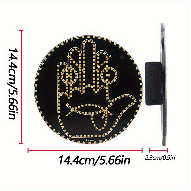 1pc Luces de gestos y expresiones LED para coche - Lenguaje de señas, sensor de infrarrojos, inalámbrico, no necesita batería, 36V o inferior, prevención de ira vial, accesorio de coche moderno, regalo perfecto para conductores, Luces LED para coche