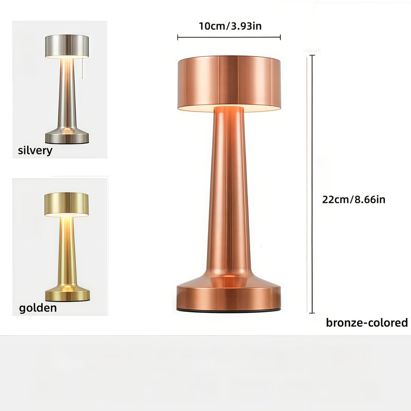 1 lámpara de mesa LED sensible al tacto moderna con ajuste de luz de 3 tonos, batería de litio recargable por USB, acabado dorado metálico, ideal para dormitorio, estudio, sala de lectura, comedor, bar, sala de estar - respaldo de energía de emergencia,