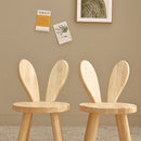 Taburete Redondo de Madera de Goma con Diseño de Conejo Elegante - Madera Dura Duradera, Perfecto para el Cuarto o Área de Juego de los Pequeños, Muebles de Sala de Juegos | Diseño Juguetón | Acabado Suave