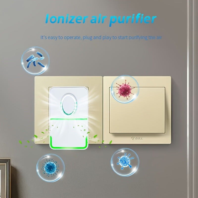 Purificador de aire de iones negativos portátil y silencioso - Elimina polvo, polen, pelo de mascotas y olores desagradables | Diseño seguro y duradero para uso en hogar y oficina | Ideal para dormitorio | Plástico blanco