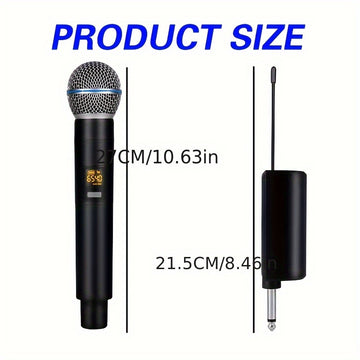 2 Micrófonos Inalámbricos Portátiles Micrófono Inalámbrico Multiusos, Micrófono de Karaoke, Sistema Dinámico Portátil con Receptor Recargable para Fiestas, Iglesia, Reuniones, Bodas