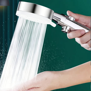 Cabezal de ducha de mano de alta presión con 5 funciones, montaje en pared, manguera de 1.5 m, plástico ABS, botón de encendido/apagado - Accesorio moderno para baño