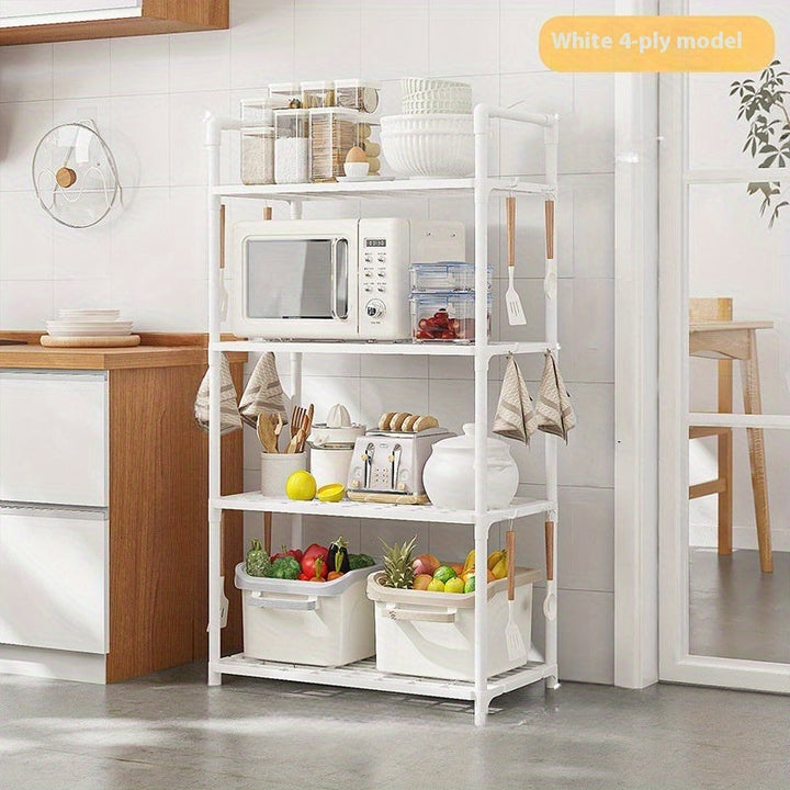 Estantería de Almacenamiento Plástica Ajustable y Apilable de 4 Niveles para Uso Pesado - Diseño de Estantes Abiertos, Organizador Duradero Moderno para Cocina y Garaje para Utensilios, Ollas, Sartenes - Estantería de Pie Ahorradora de Espacio