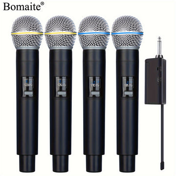 Microfono sin varillas Bomaite, Micrófono de Karaoke Portátil con Receptor Recargable para Fiestas, Iglesias y Bodas