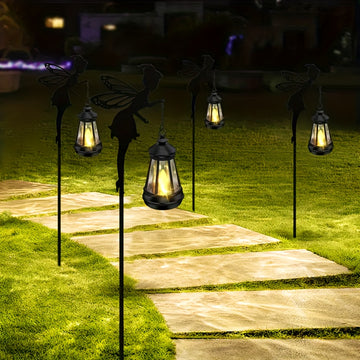 Linterna Solar de Silueta de Hada 1/2 - Luz LED Divertida para Jardín, Decoración Exterior Metálica Impermeable, Perfecta para Patio y Jardines de Rosas, Regalo Ideal para Navidad o Cumpleaños