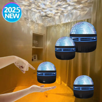 Proyector de Sistema de Entretenimiento Exterior con Cobertura Completa de 360°, Batería Recargable de 150mAh Alimentada por USB, Control Remoto y Diseño Duradero en Plástico para Ambiente de Jardín Trasero, Patio, Junto a la Piscina, Experiencia Inmersi