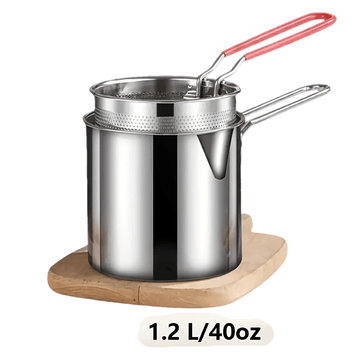 Juego de Freidora y Colador de Acero Inoxidable - Compacto y Fácil de Usar - Ideal para Papas Arrugadas, Patatas Fritas, Pescado y Pollo - Herramienta Esencial en la Cocina del Hogar