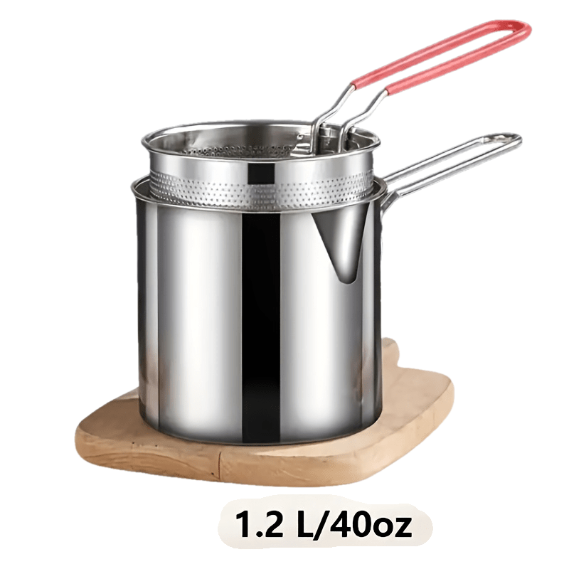 Juego de Freidora y Colador de Acero Inoxidable - Compacto y Fácil de Usar - Ideal para Papas Arrugadas, Patatas Fritas, Pescado y Pollo - Herramienta Esencial en la Cocina del Hogar