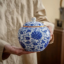 Tarro Clásico de Almacenamiento de Porcelana, Clásico Tarro de Almacenamiento de Porcelana Azul y Blanca con Tapa de Cierre - Perfecto para Té, Especias o Frutas Secas
