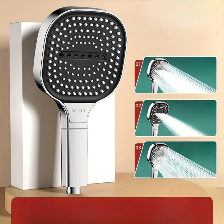 Cabezal de ducha de mano cuadrado de alta presión con filtro - Para montar en la pared, sin necesidad de electricidad, ideal para accesorios de baño, rociado de masaje para una mejor experiencia de ducha
