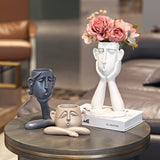 1 pieza de jarrón de arte minimalista moderno con arreglo floral - Decoración abstracta de resina para sala de estar, estante de TV o entrada - Elegante decoración del hogar, decoración de jarrones para el hogar