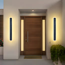 Lámpara de pared exterior con energía solar, 10W LED con pantalla de acrílico, montaje semiempotrado de 60 cm, control con sensor de luz, portátil, batería de litio recargable, incluye hardware de instalación, para porche, patio o entrada principal