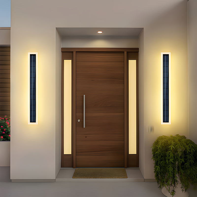 Lámpara de pared exterior con energía solar, 10W LED con pantalla de acrílico, montaje semiempotrado de 60 cm, control con sensor de luz, portátil, batería de litio recargable, incluye hardware de instalación, para porche, patio o entrada principal