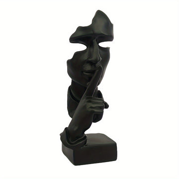Conjunto de 3 estatuas de Pensador, Tamaño Grande El Silencio es Oro Arte Abstracto Estatua, Escucha No Diga No Moderna Decoración de Escultura de Resina para Hogar, Oficina Estudio Decoración Moderna (Negro)