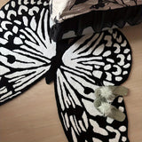Alfombra de área tejida en forma de mariposa - Alfombra de área de poliéster antideslizante, ligera y lavable con respaldo de goma - Solo lavado a mano, forma irregular - Ideal para sala de estar, dormitorio, cocina, baño, lavadero, pasillos, salas de ju