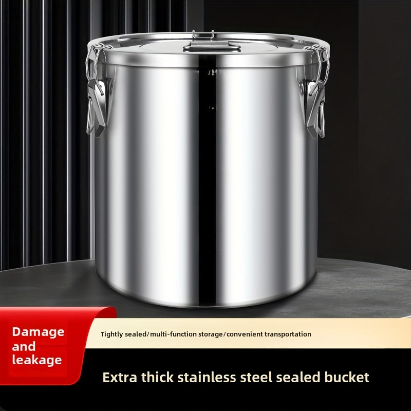 Contenedor de acero inoxidable para alimentos LEOZ de 10.89 kg y 19.96 kg, con marcas de medición y tapa abatible - Libre de BPA, multiusos para granos, arroz, alimento para mascotas, ideal para organizar la despensa de cocina