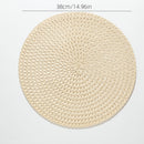 2/4/6 piezas Juego de manteles individuales de lino, tapetes de mesa tejidos redondos, 100% lino resistente al calor, decoración de comedor lavable, patrón a cuadros para uso doméstico y de cocina