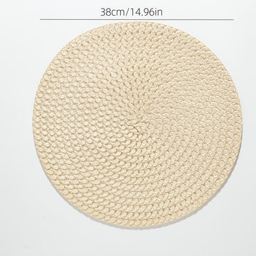 2/4/6 piezas Juego de manteles individuales de lino, tapetes de mesa tejidos redondos, 100% lino resistente al calor, decoración de comedor lavable, patrón a cuadros para uso doméstico y de cocina