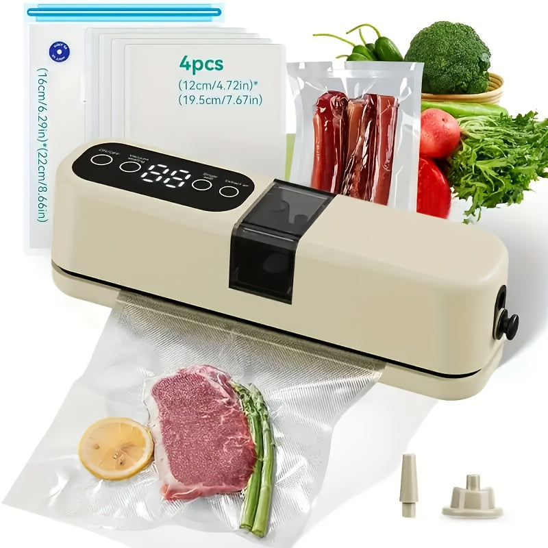 Selladora inalámbrica portátil con función de sellado para snacks, sellador automático multifuncional recargable por USB, succión y inflación externa para conservación a largo plazo. Diseño compacto fácil de usar, ideal para almacenar bocadillos, carne,