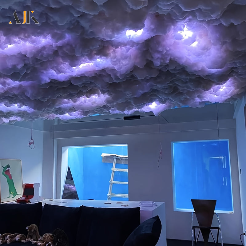 AJK 32FT Nube de luz en la nube, luz LED de nube de trueno 3D, luz de nube de colores de atmósfera nocturna, luz de nube creativa DIY para sala de juegos, garaje, club, luz de fiesta dj, hoteles, cafeterías