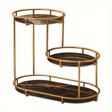 Organizador de baño grande de 3 niveles con estructura metálica - Ideal para cosméticos, perfumes, cuidado de la piel y cepillos de dientes - Marco de hierro fundido duradero, panel lavable con protección UV