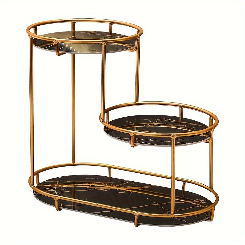 Organizador de baño grande de 3 niveles con estructura metálica - Ideal para cosméticos, perfumes, cuidado de la piel y cepillos de dientes - Marco de hierro fundido duradero, panel lavable con protección UV