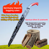 Sierra de Mano Alemana Extra Grande. Fabricada en acero SK5 con patrón Damasco, fácil de usar y eficiente para jardinería al aire libre