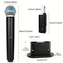 Micrófono inalámbrico doble digital dinámico con micrófono y receptor recargables, alcance de 48.77 metros, para cantar, karaoke, reuniones, iglesia, bodas, incluye soporte de almacenamiento
