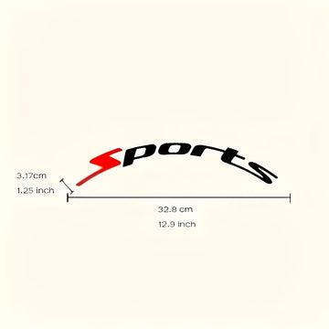 16 calcomanías para ruedas de autos deportivos - PVC resistente al agua, calcomanías de letras duraderas, decoración para llantas, adhesivos para autos, diseño en negro y rojo con texto "SPORTS", compatible con superficies de metal y plástico, accesorios