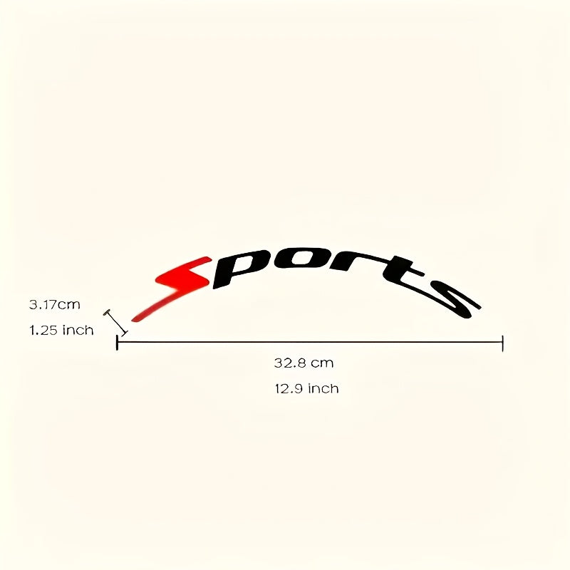 16 calcomanías para ruedas de autos deportivos - PVC resistente al agua, calcomanías de letras duraderas, decoración para llantas, adhesivos para autos, diseño en negro y rojo con texto "SPORTS", compatible con superficies de metal y plástico, accesorios